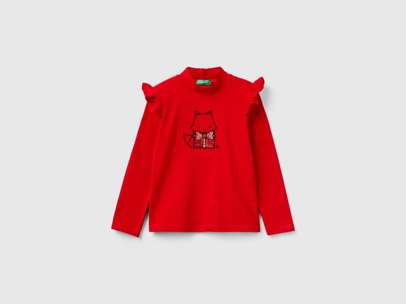 T-shirt lupetto con rouches