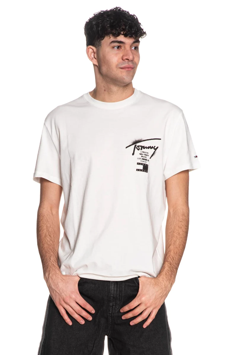 T Shirt Tommy Hilfiger Reg City Sign Da Uomo Bianca