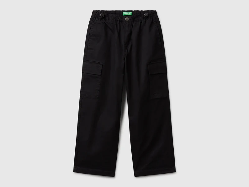 Pantaloni parachute in cotone stretch