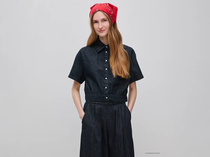 Camicia di jeans manica corta