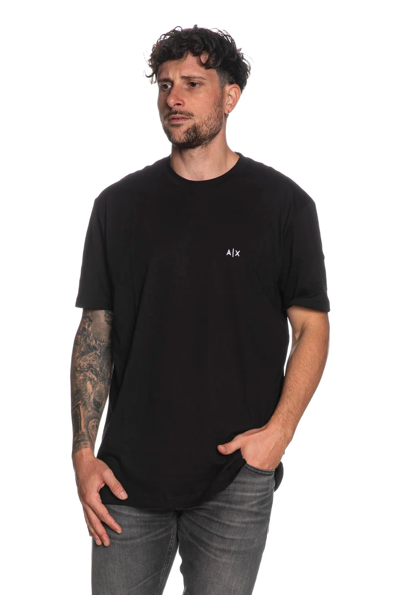 T Shirt Armani Exchange Ax Emb Ss Tee Da Uomo Nera