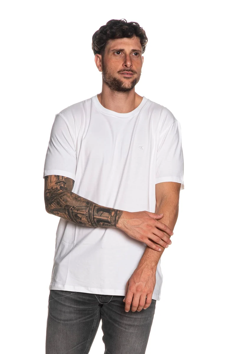 T Shirt Calvin Klein Str Ctt Ss Sl Tee Da Uomo Bianca