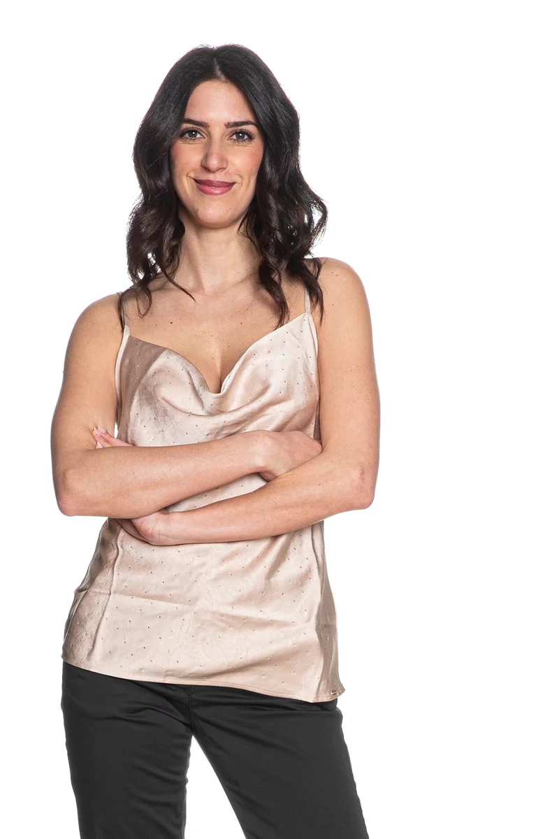 Top Canotta Guess Sl Mara Camisole Da Donna Champagne
