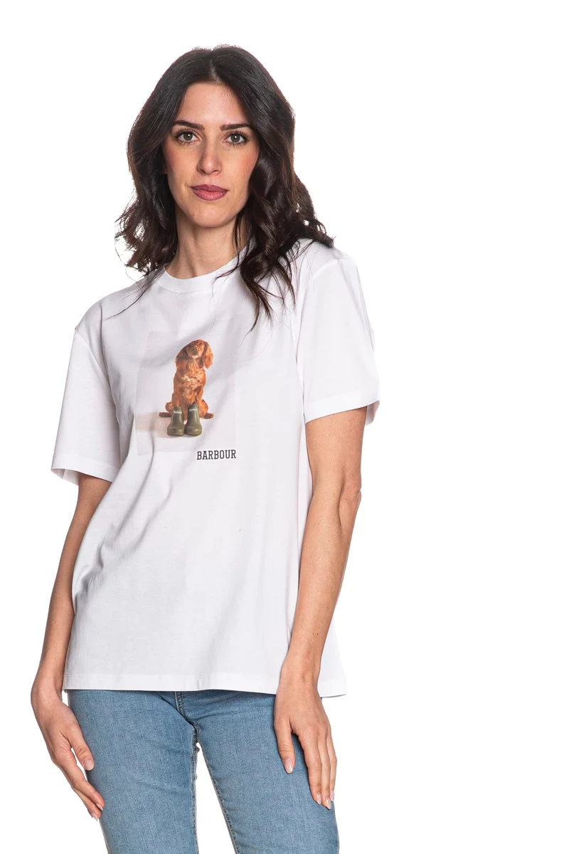 T Shirt Barbour Bedale Ts Da Donna Bianca
