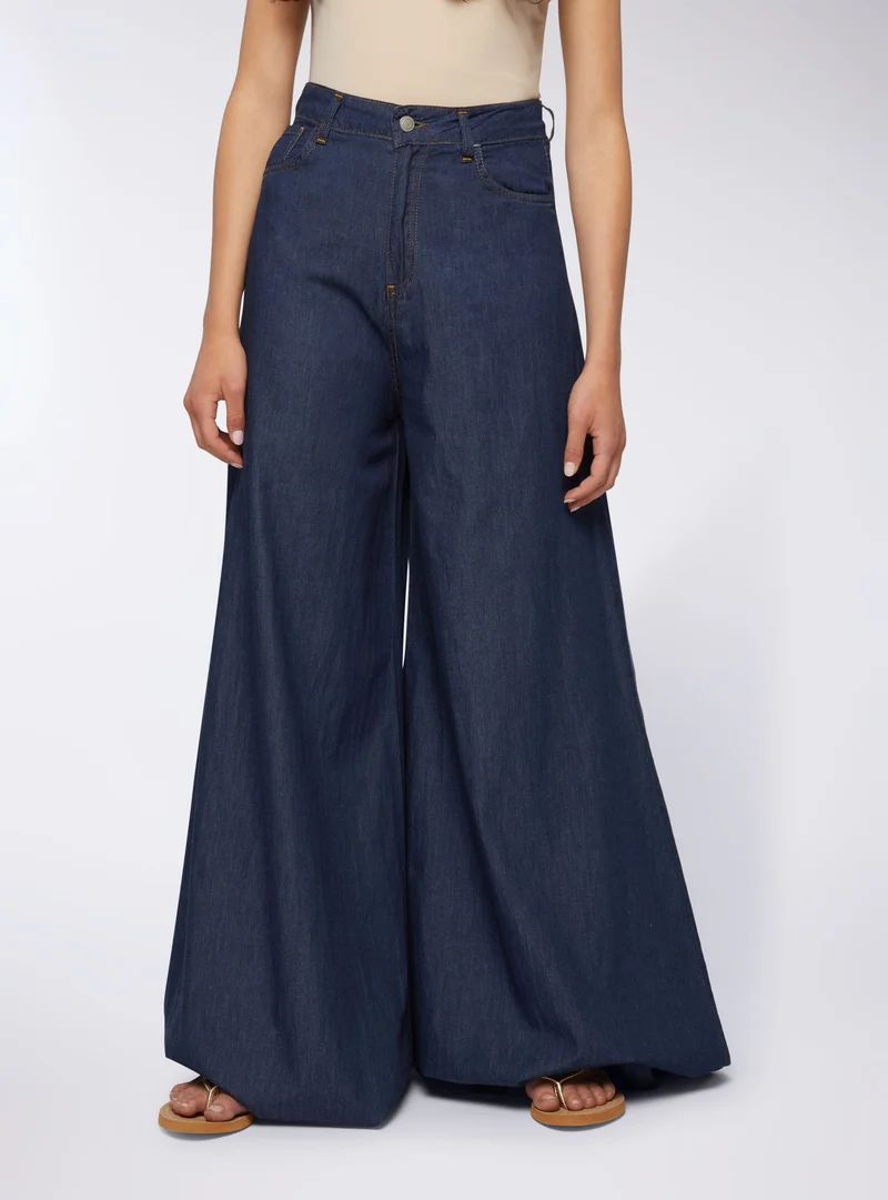 Jeans wide leg in chambray