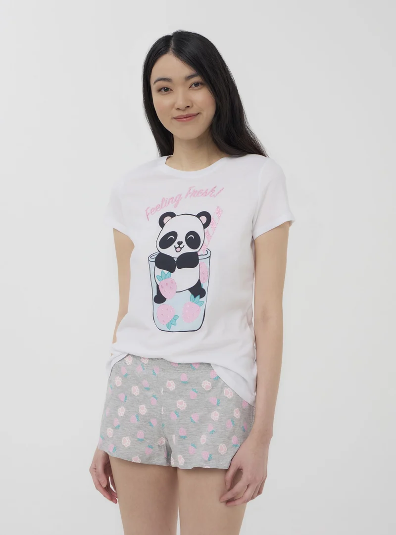 Set pigiama t-shirt e shorts con animaletto