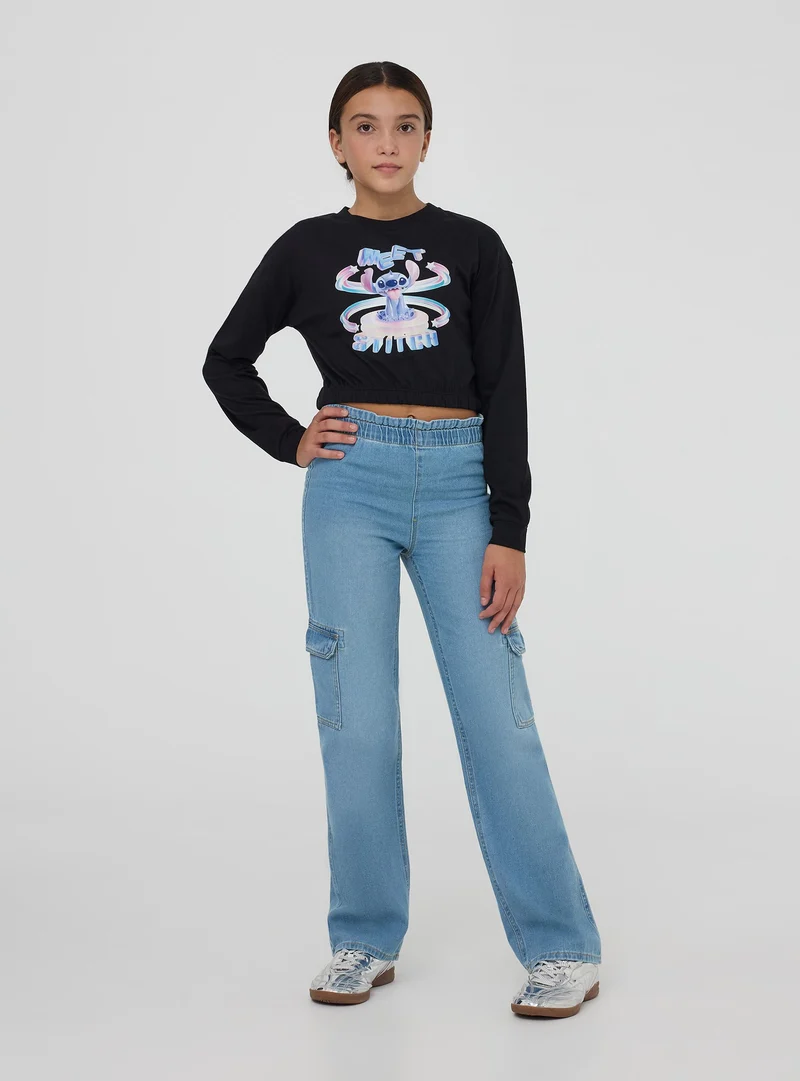 T-shirt crop stampa Stitch®