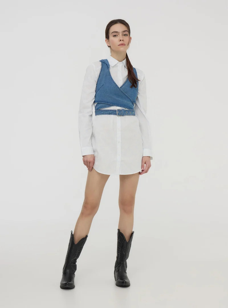 Gilet crop con fascia a cintura e cappuccio TRNPOPLAB