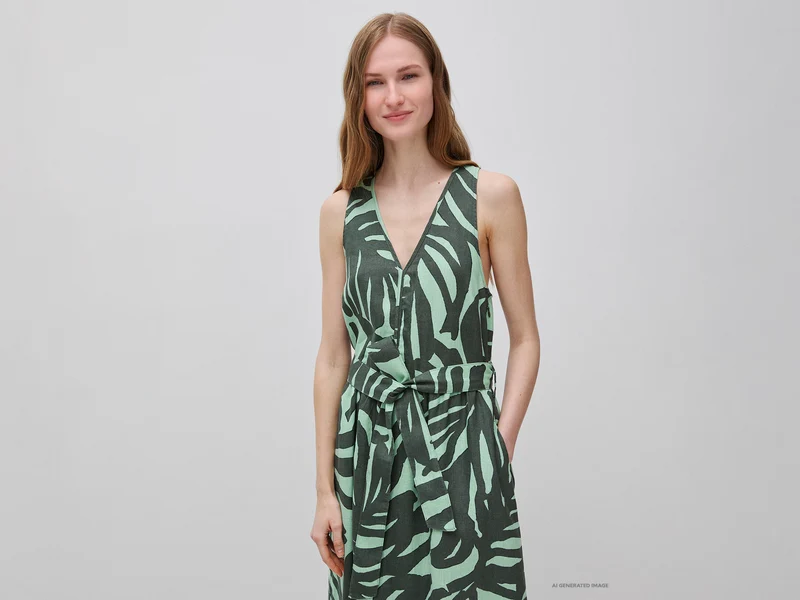 Vestito stampato in puro lino