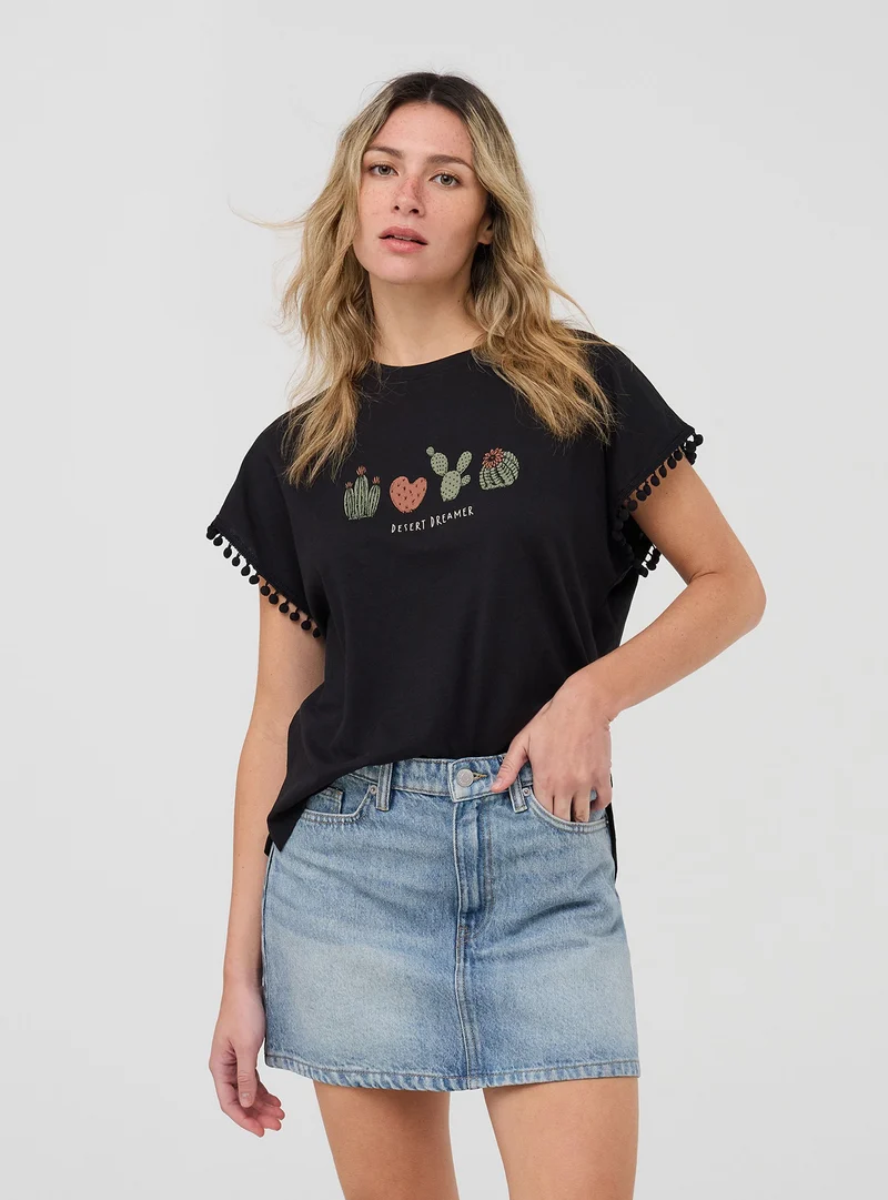 T-shirt con stampa cactus