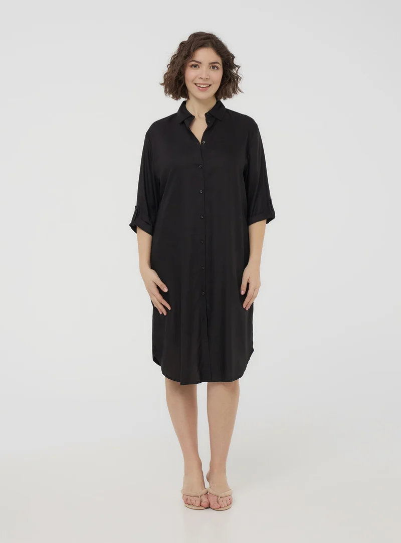 Vestito camicia maxi tinta unita