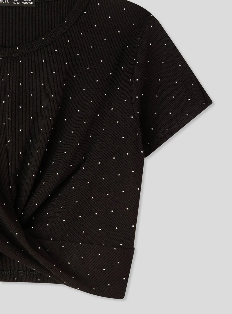T-shirt crop con applicazioni