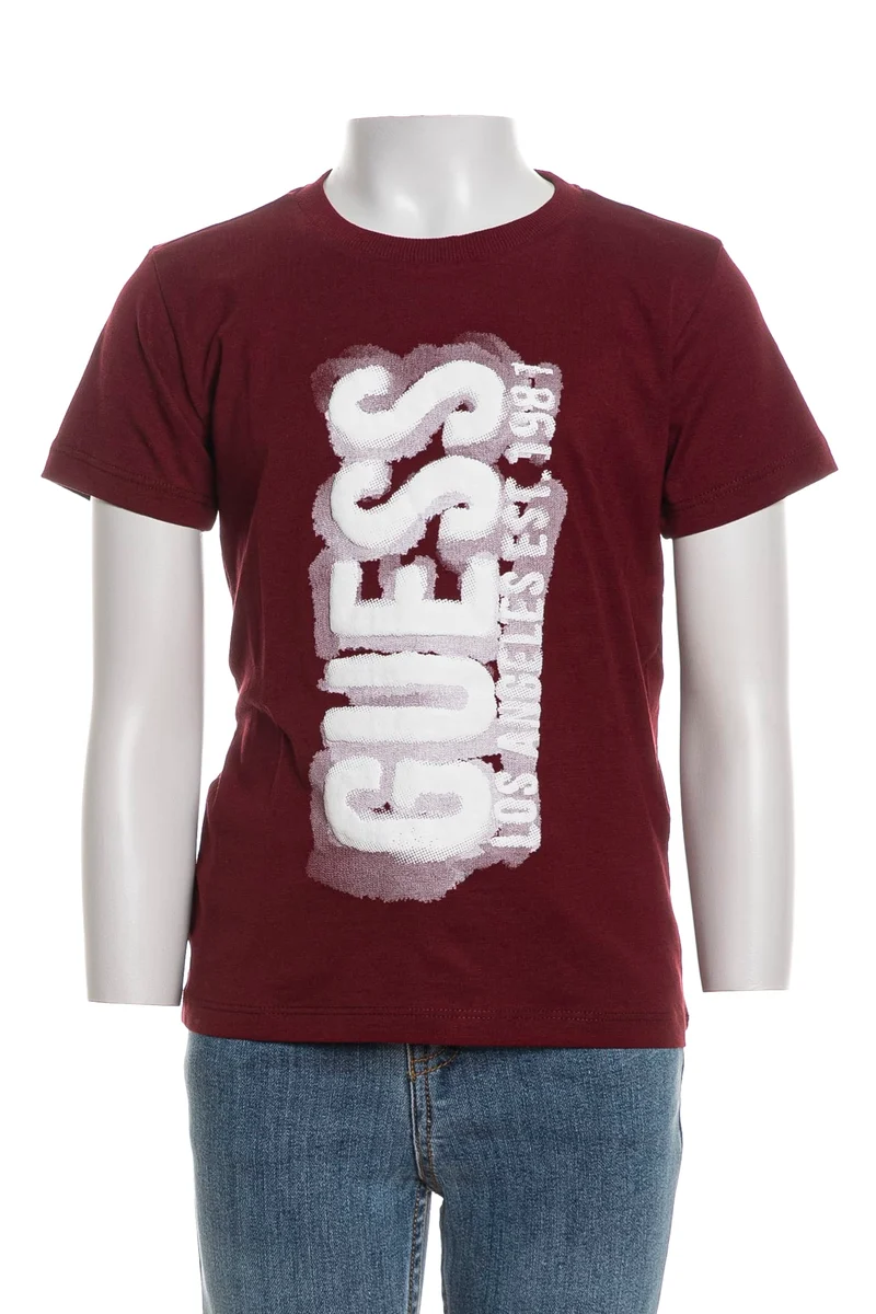 T Shirt Guess La 1981 Puff Ss Tee Kids Da Bambino Borgogna