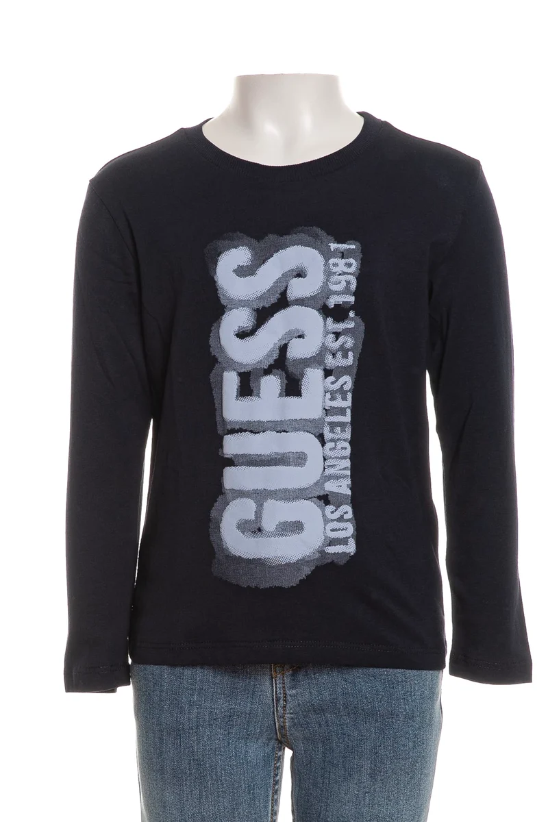 T Shirt Guess La 1981 Puff Ls Tee Baby Kids Da Bambino Blu Marina