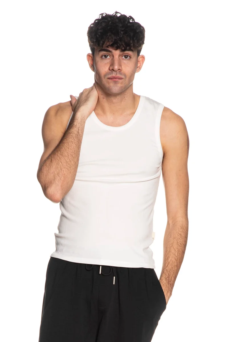 Canotta Gianni Lupo Tank Rib Sl Da Uomo Bianca