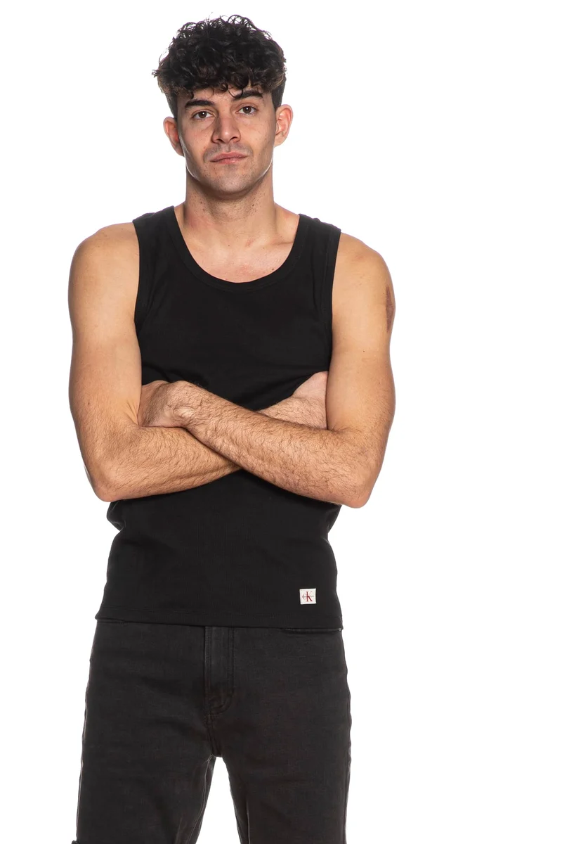 Canotta Calvin Klein Rib Badge Tank Top Da Uomo Nera