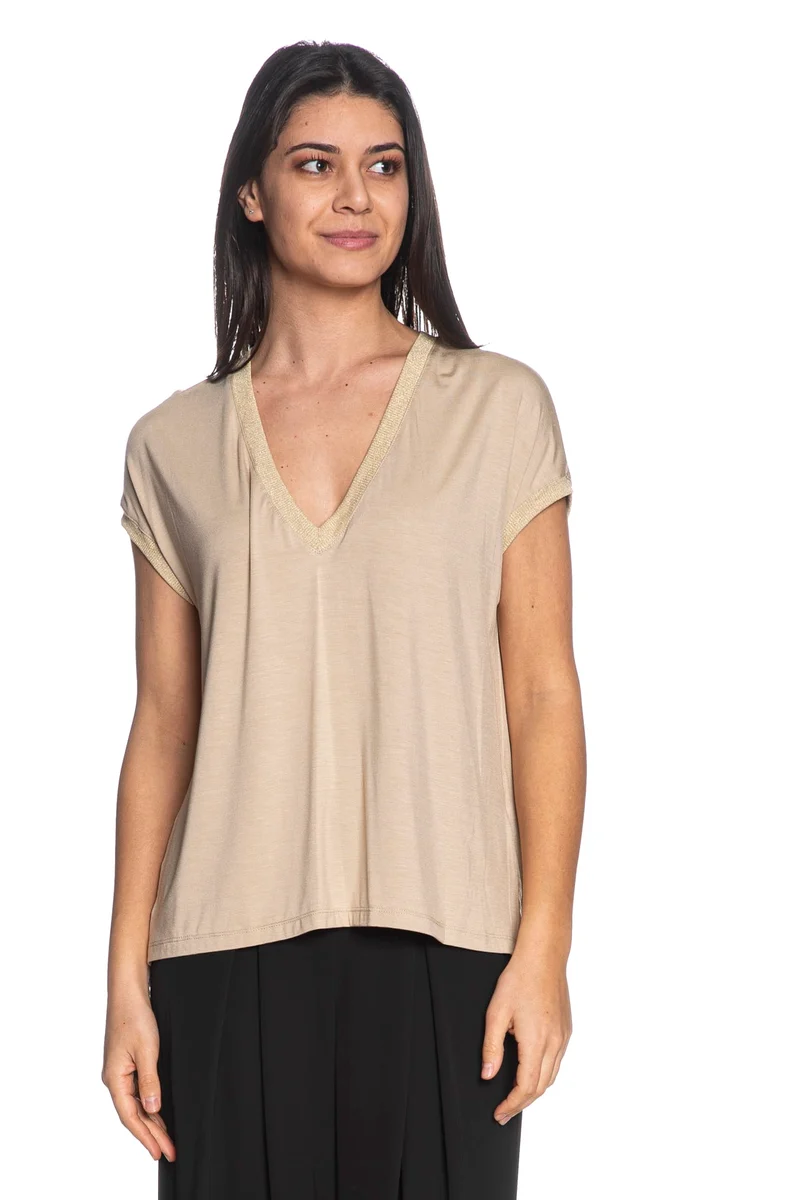 Maglia Artigli Rib Lrx Da Donna Beige Lurex Oro