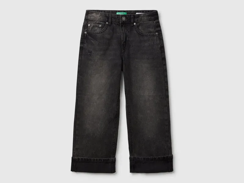 Jeans straight con risvolto