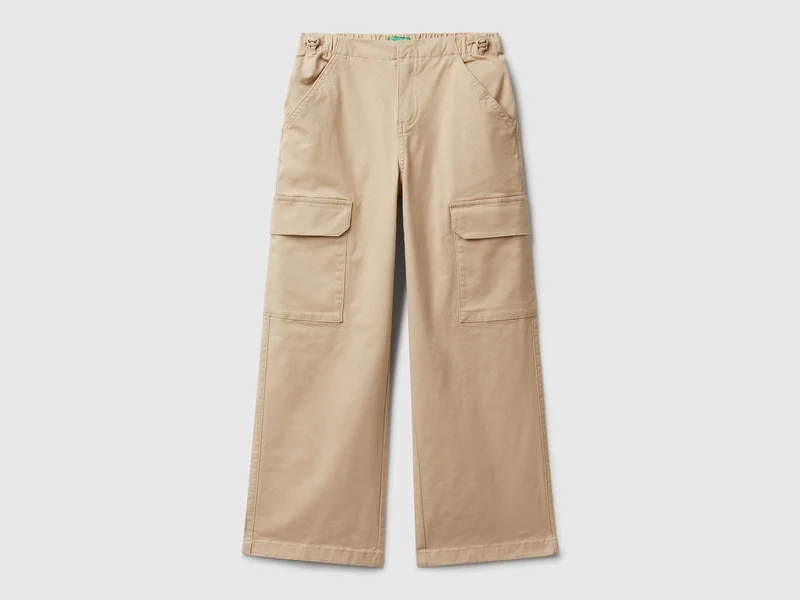 Pantaloni parachute in cotone stretch
