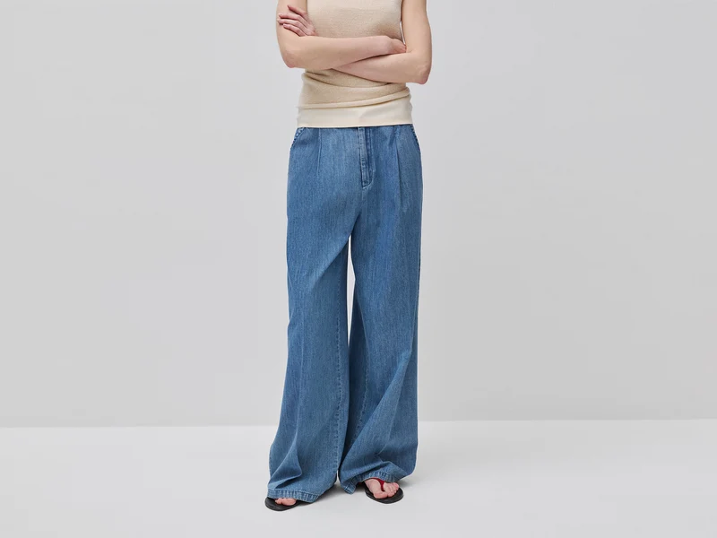 Pantaloni wide fit in denim