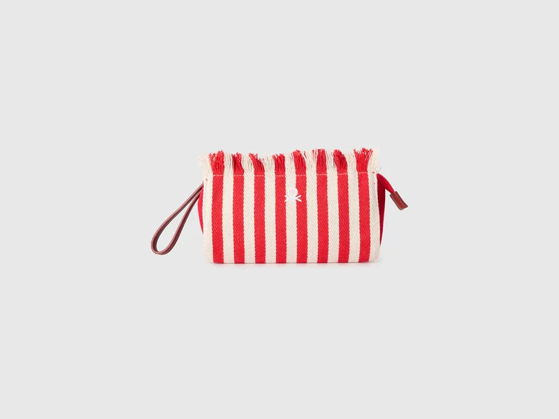 Beauty case a righe con frange