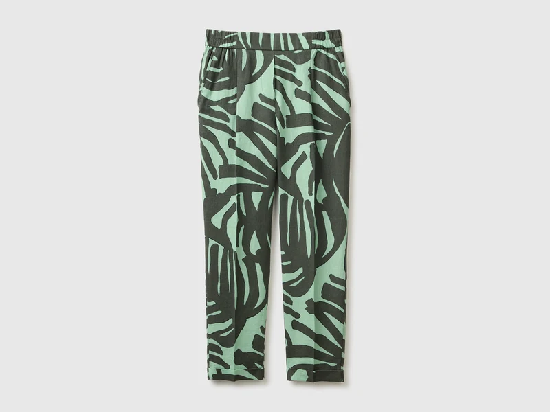 Joggers stampati in puro lino