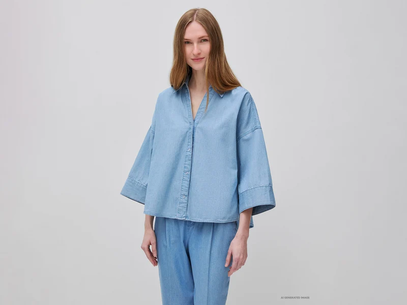 Camicia svasata in chambray
