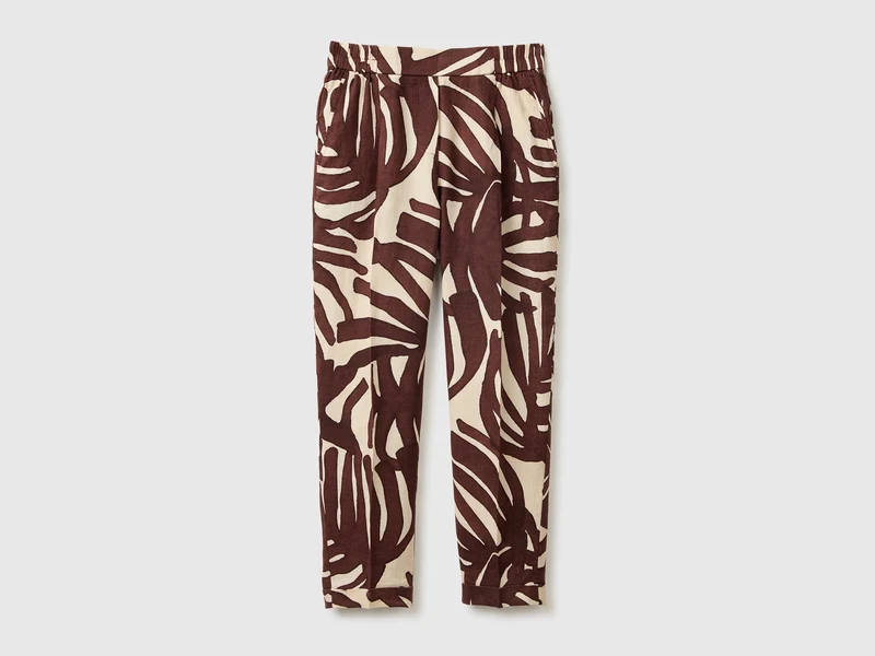 Joggers stampati in puro lino