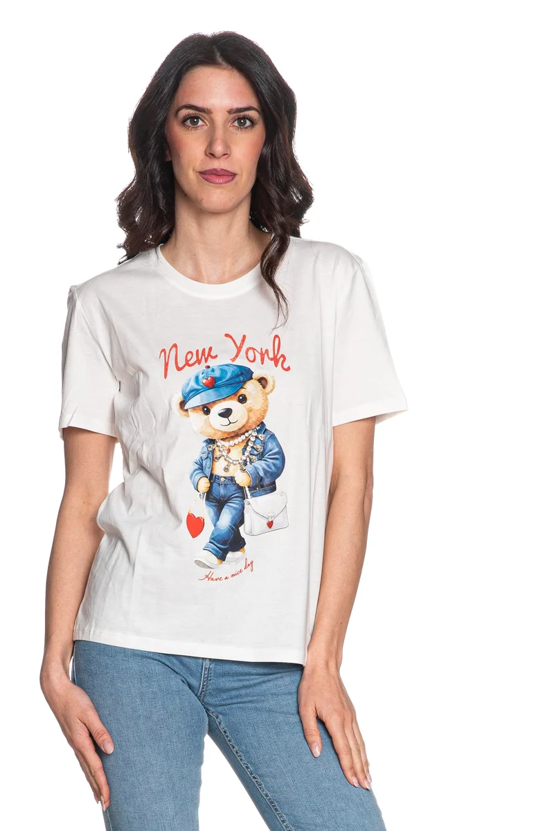T Shirt Only Maeve Reg Crystals Da Donna Bianca Con Castoni