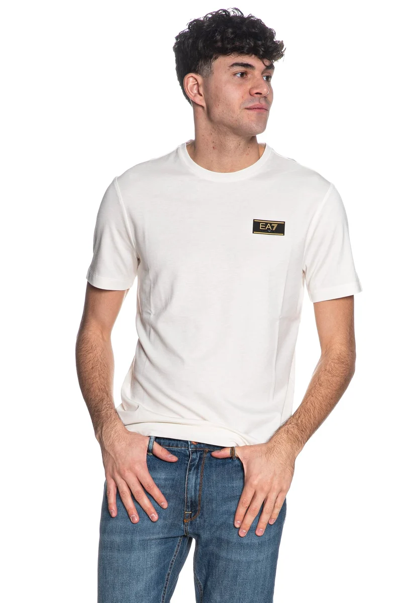 T-Shirt Ea7 Train Premium Label Da Uomo Panna