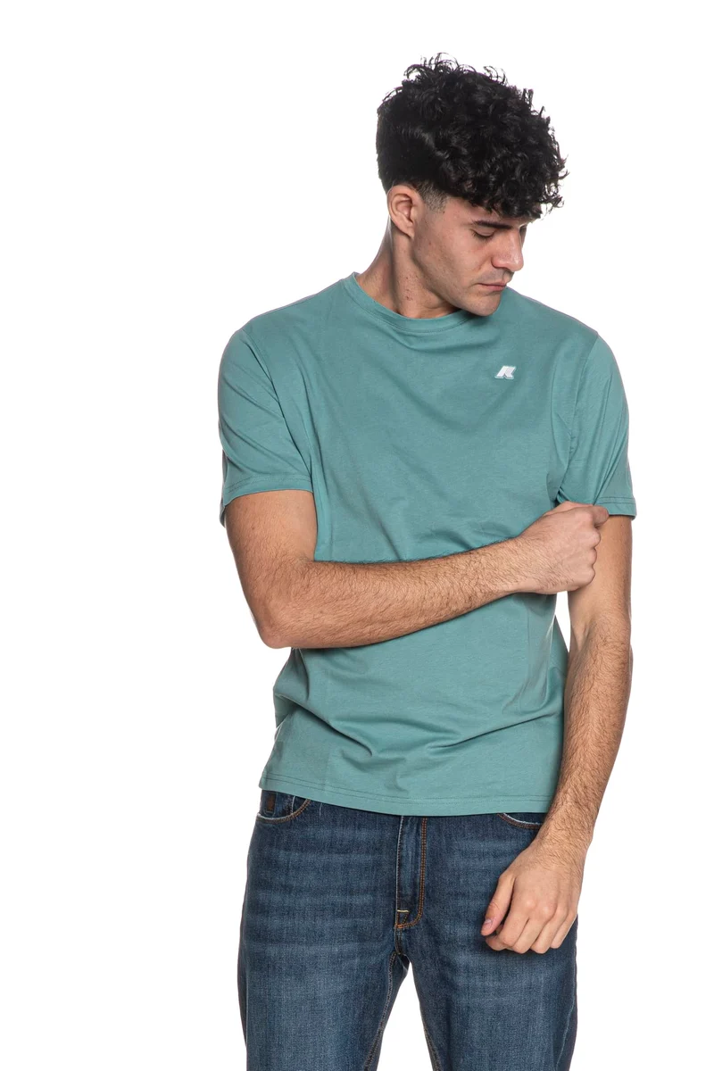 T Shirt K-Way Odom Da Uomo Verde Tiffany