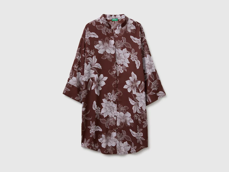 Camicione marrone a fiori