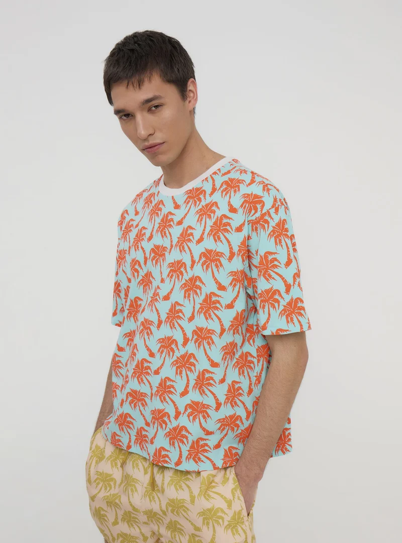 T-shirt over con fantasia palme TRNPOPOLAB