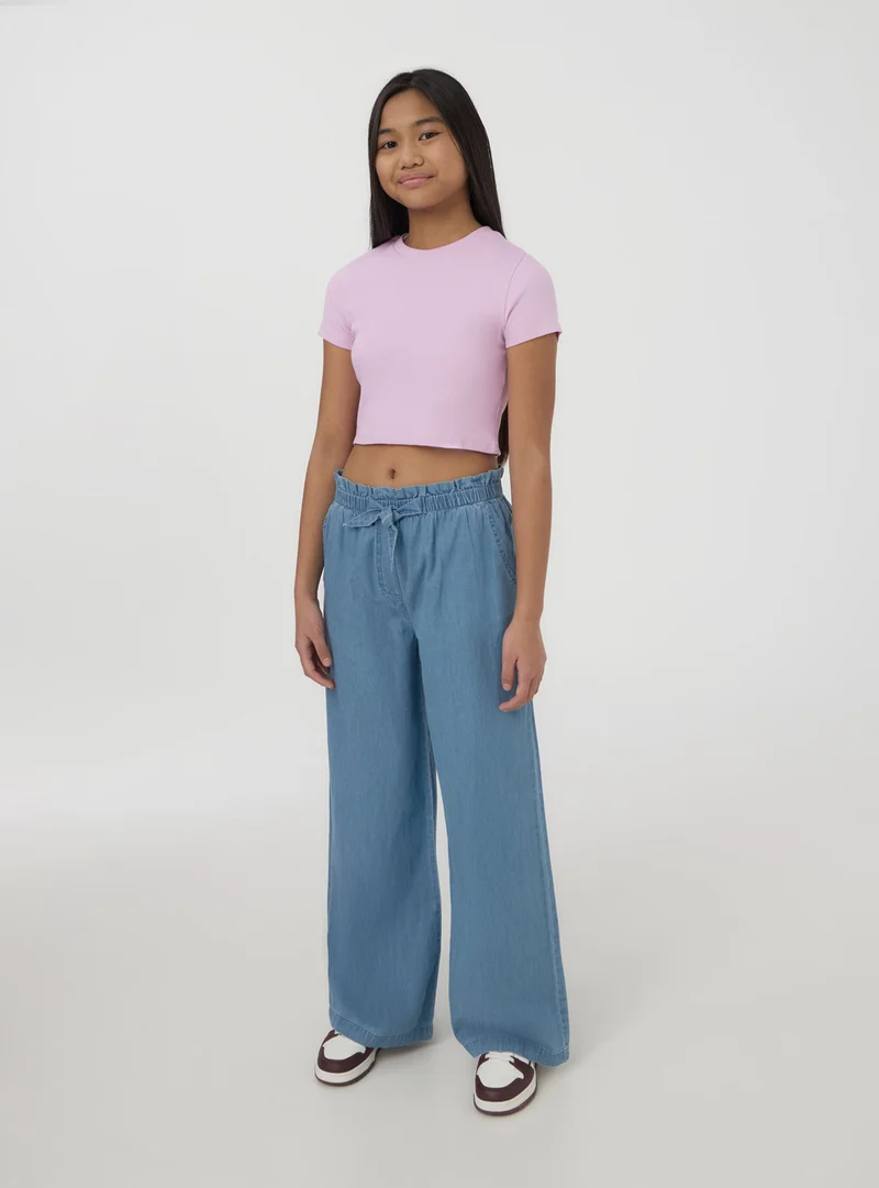 Jeans paperbag chambray con coulisse
