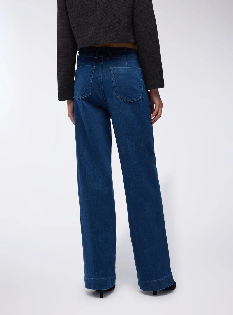 Jeans wide leg con tasche alla francese