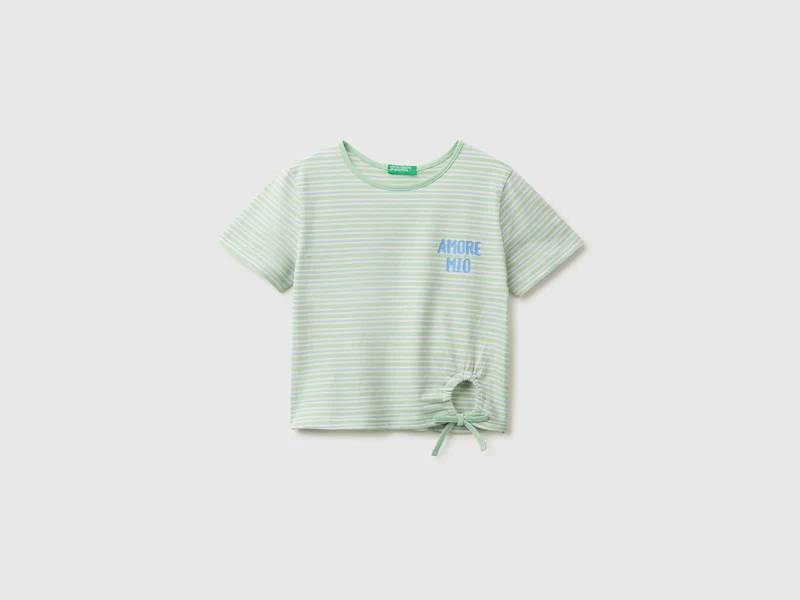 T-shirt a righe con scritta