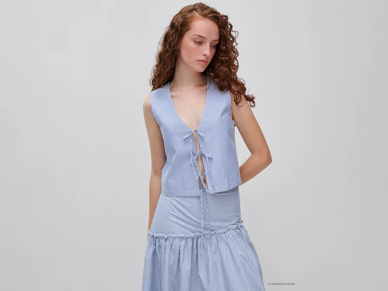 Blusa smanicata con laccetti