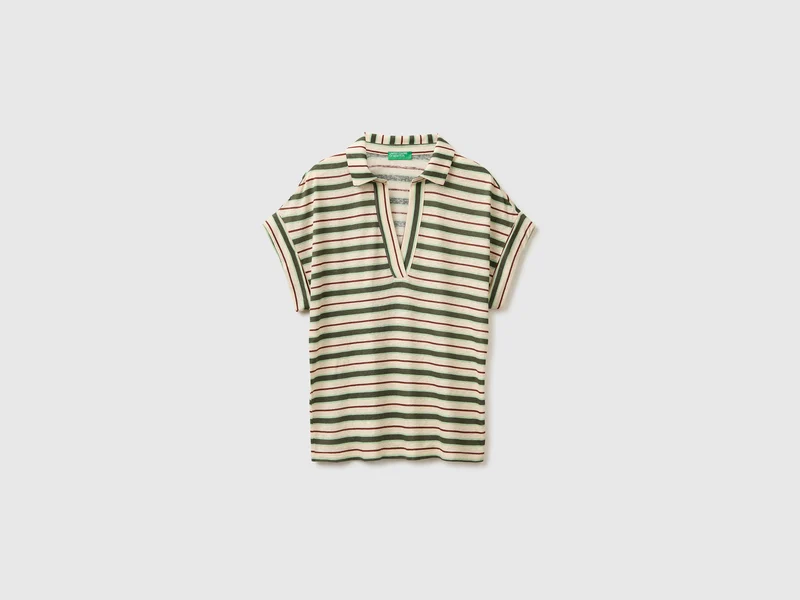 T-shirt a righe con collo a polo