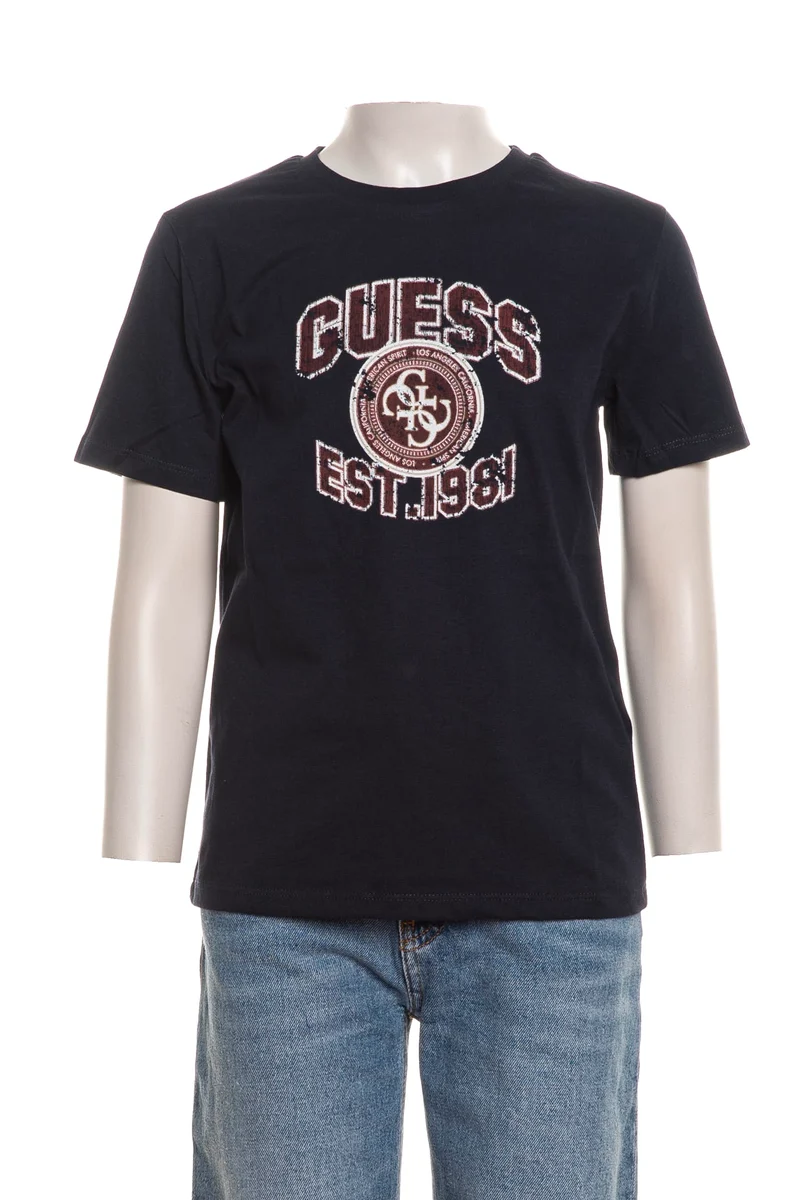 T Shirt Guess 4 G La Est 1981 Ss Tee Da Bambino Blu Marina