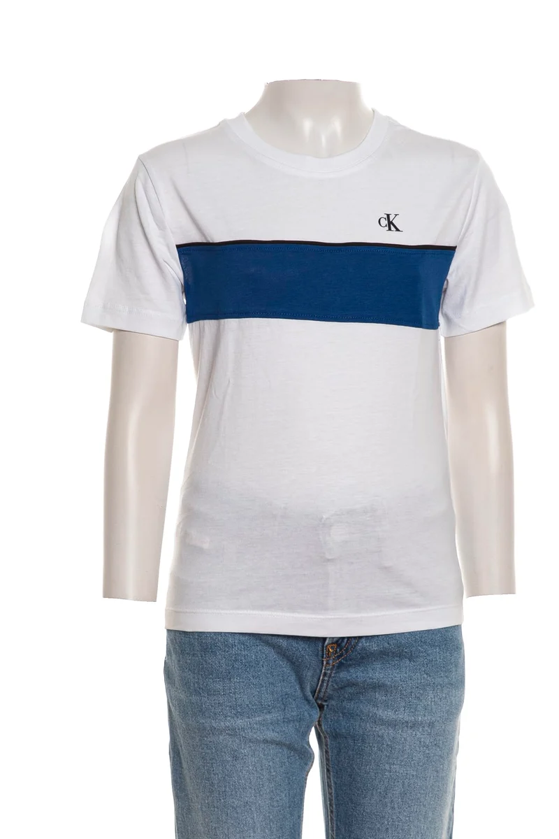 T-Shirt Calvin Klein Panel Colorblock Da Bambino Bianca