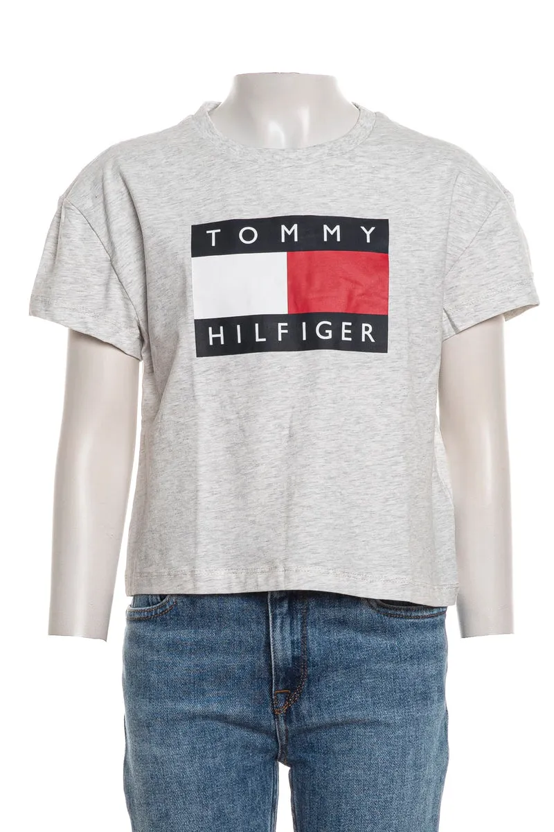 T Shirt Tommy Hilfiger Heritage Flag Tee Ss Da Bambina Grigio Melange