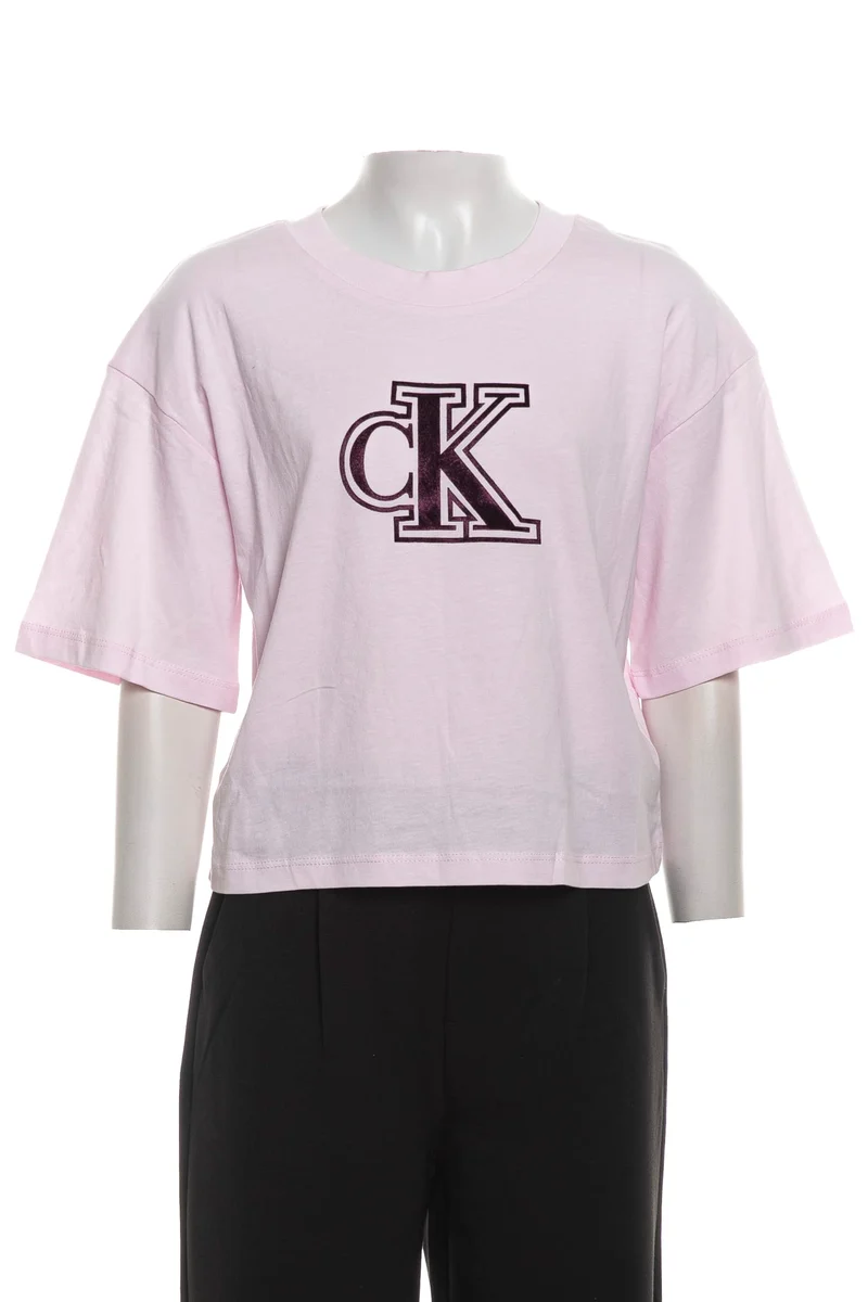 T-Shirt Calvin Klein Velvet Monogram Bx Da Bambina Rosa Confetto