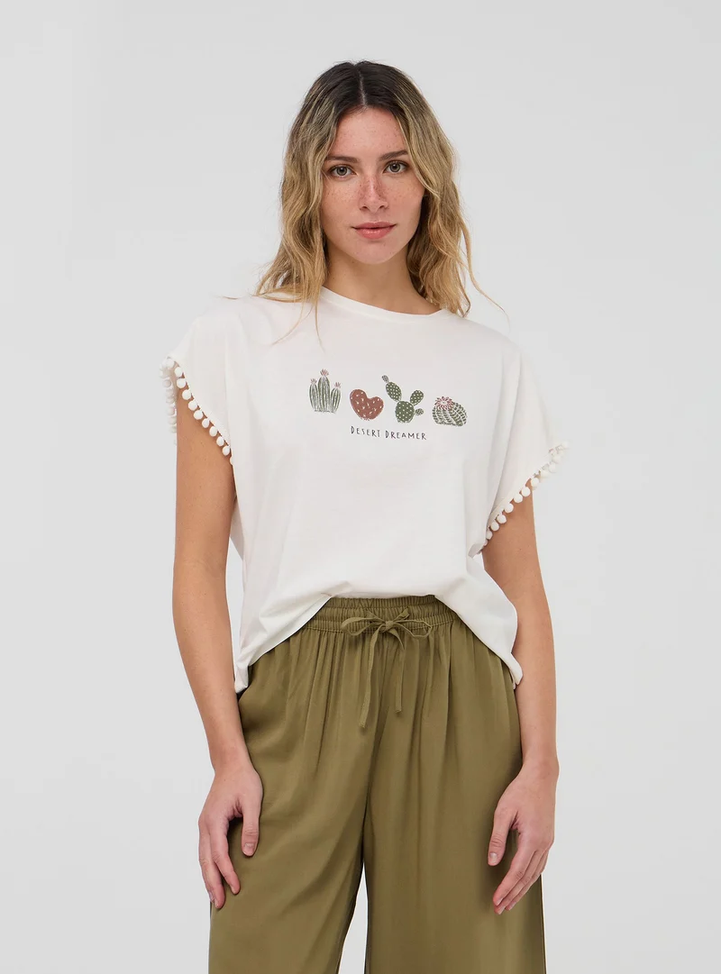 T-shirt con stampa cactus