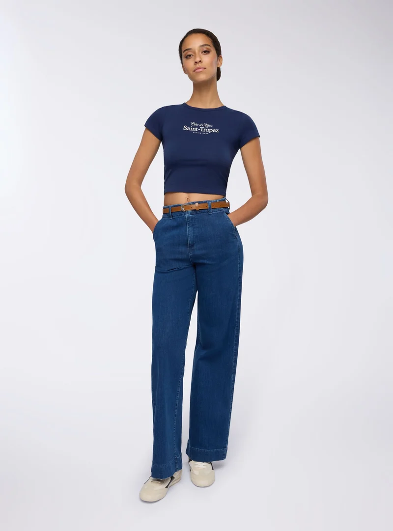 Jeans wide leg con cintura