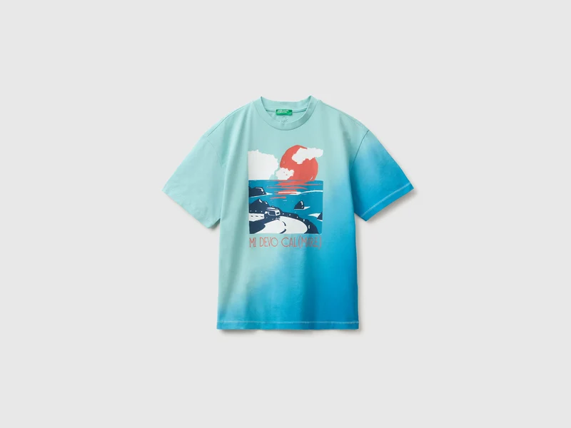 T-shirt effetto dip dye con stampa