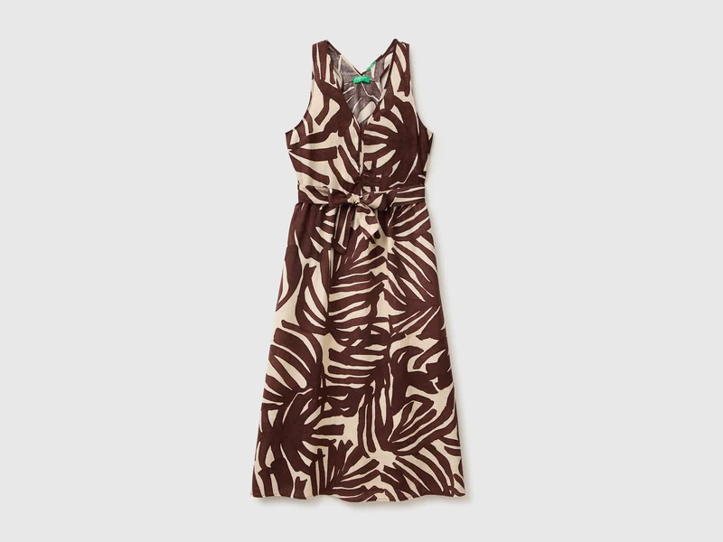 Vestito stampato in puro lino