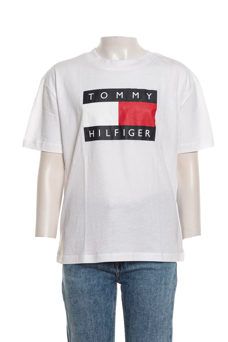 T Shirt Tommy Hilfiger Heritage Printed Flag Tee Ss Da Bambino Bianca