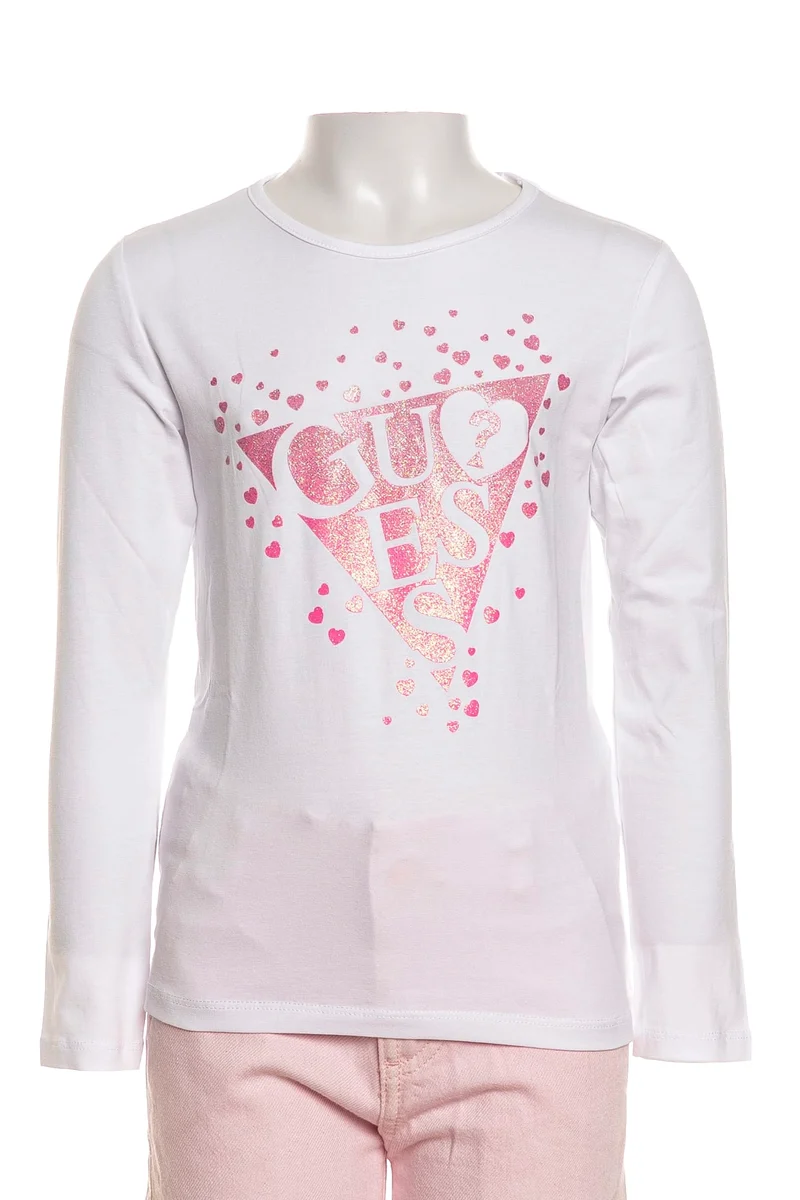 T-Shirt Guess Ls Lovely Lg Ts Da Bambina Bianca