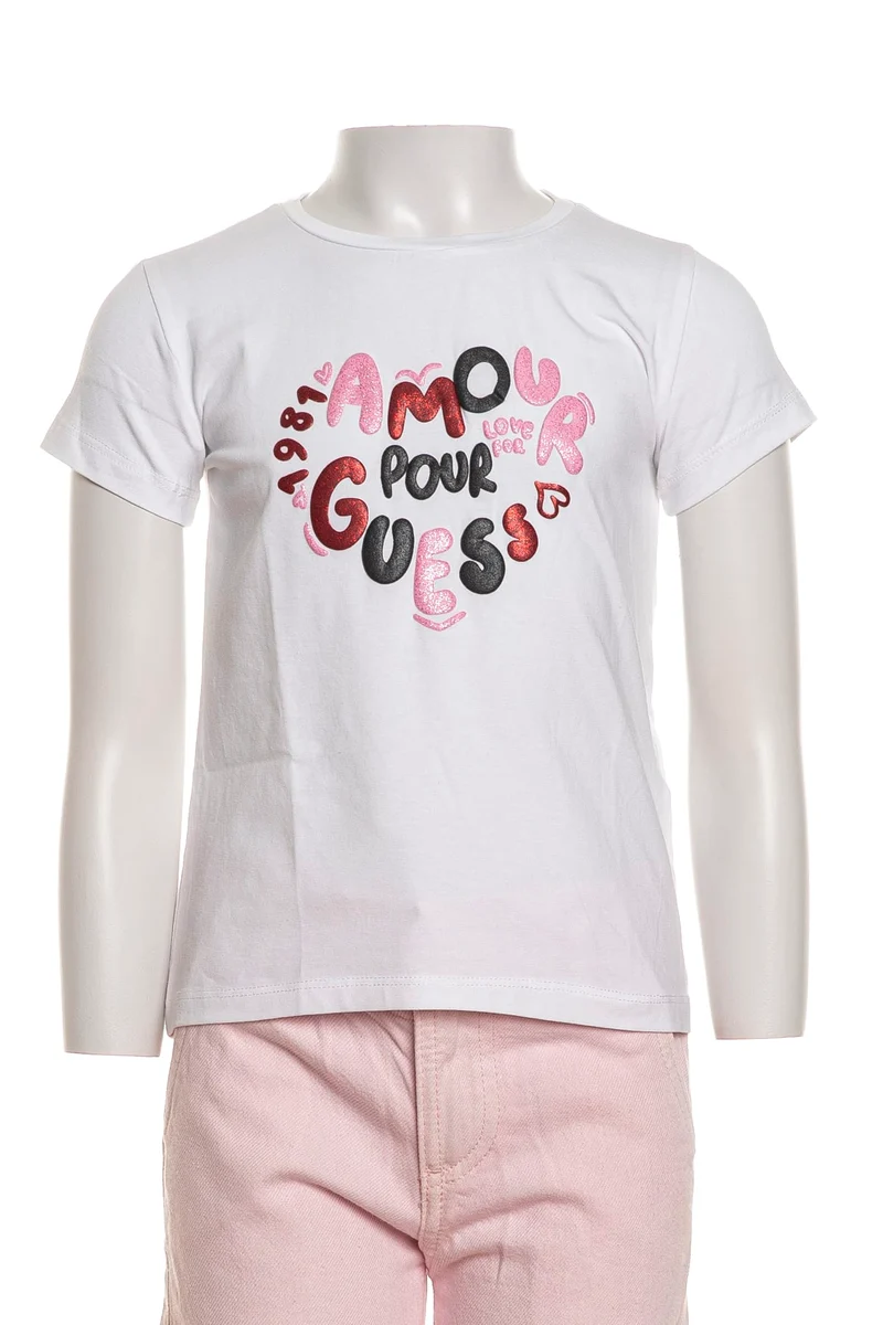 T-Shirt Guess Ss High Low Love Da Bambina Bianca