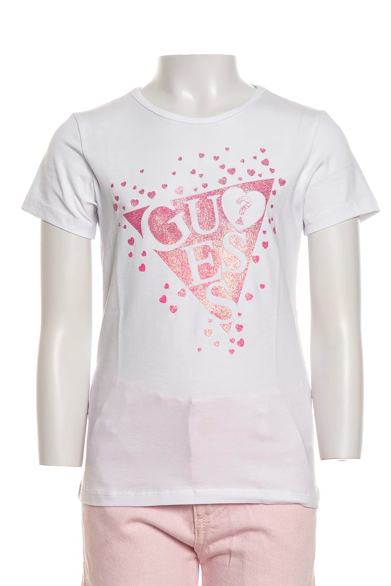 T-Shirt Guess Ss Lovely Lg Ts Da Bambina Bianca